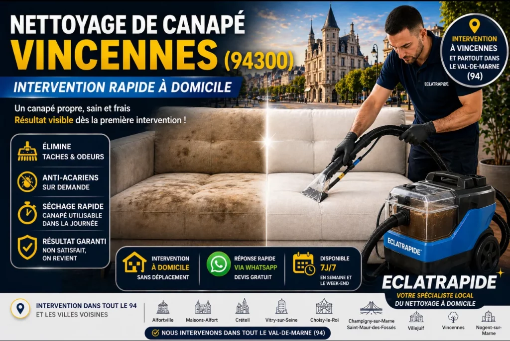 Nettoyage de canapé à Vincennes