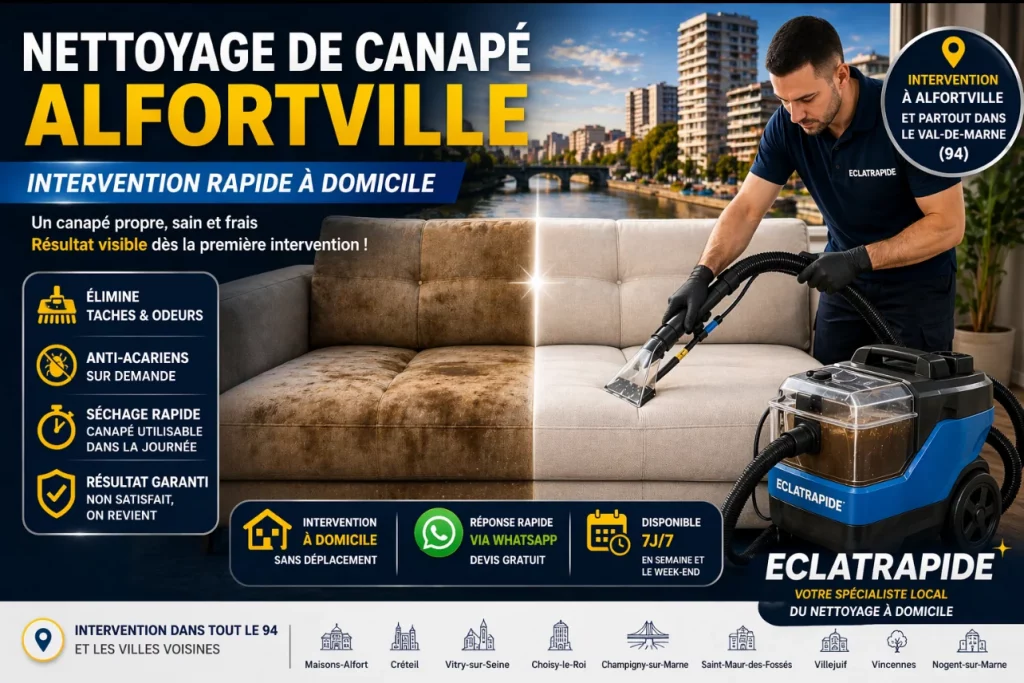 Nettoyage de canapé à Alfortville