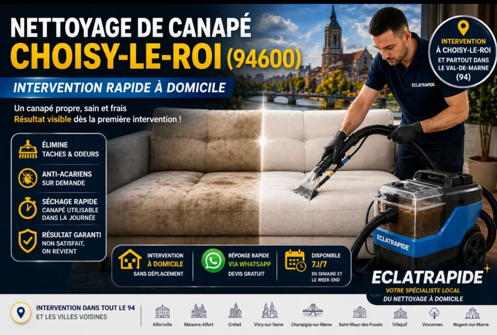 Nettoyage de canapé à Choisy-le-Roi