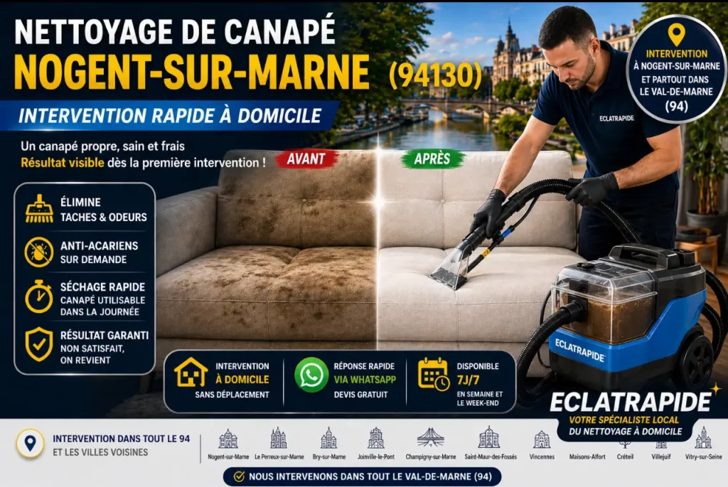 Nettoyage de canapé à Nogent-sur-Marne 
